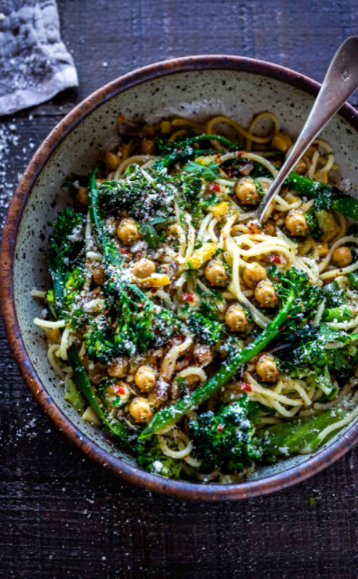 Pasta or Zucchini Noodles with Broccolini & Chickpeas